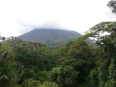 Arenal Volcano with its head in the clouds