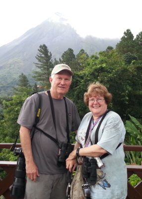 Steve and Mary on the deck at Arenal Observatory Lodge
with Arenal Volcano in the background