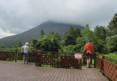 Wendy and Mitchell on the deck at Arenal Observatory Lodge
looking out at Arenal Volcano