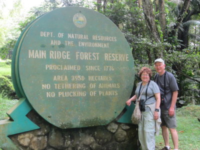 Mary and Steve at the marker for
Main Ridge Forest Reserve