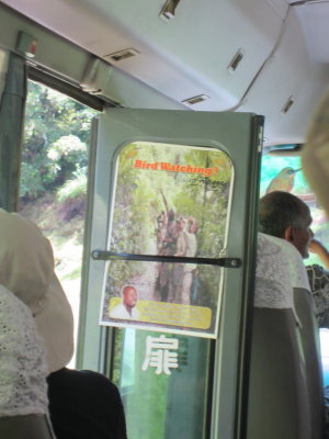 Birding ad on our bus door