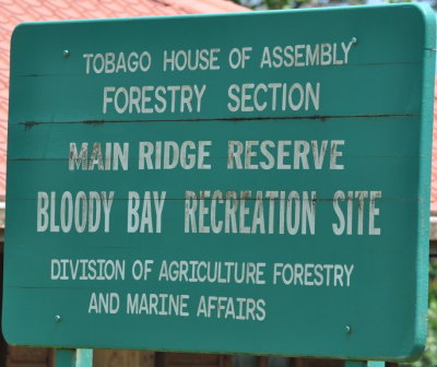 Main Ridge Reserve, Bloody Bay Recreation Site sign