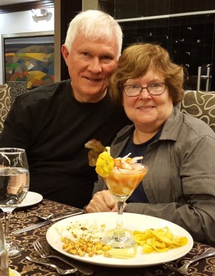 We all celebrated a successful birding adventure that evening with dinner at the Swissotel in downtown Quito. Mary had the ceviche.
