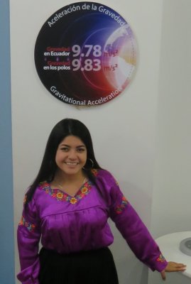 One of the traditionally attired hostesses at one of the science exhibits