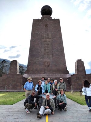 Most of our group on the equator at Mitad del Mundo, Quito, Ecuador