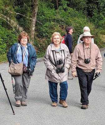 Mary, Carolyn and Andy heading back to the bus