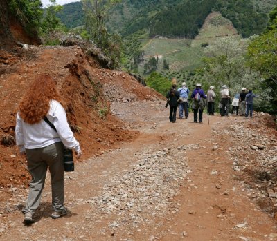 Heading down the mountain: Terri, Catherine, Steve, Barbara, Andy, Jerry, Vickie, Erick, Enrique