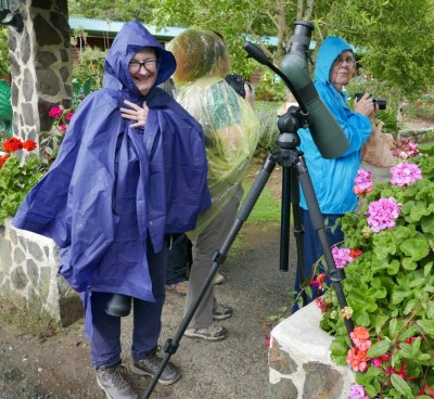 Despite the drizzle, spirits were high: Vickie, Terri, Carolyn