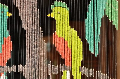 This beaded wall hanging in a window of the Savegre Mountain Lodge had a birdy motif, naturally.