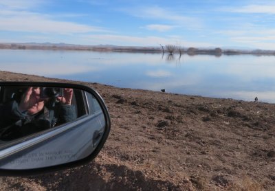 Some of us got back in the car to warm up for a while.