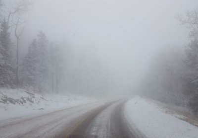 The snowfall picked up as we got to higher altitude.