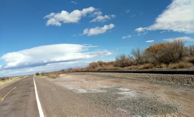 Another distorted view of the road and sky