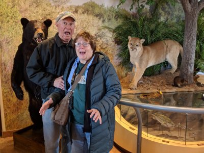 Steve and Mary mug with the bear and puma.