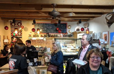 There was a small store inside the cafe.