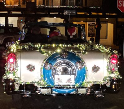 After we got back in our car, we came across some cars that had been in a Christmas parade while we'd been having dinner.