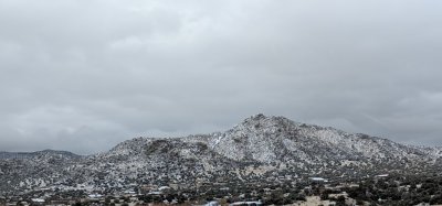 Snow on the mountains around Albuquerque as we left town