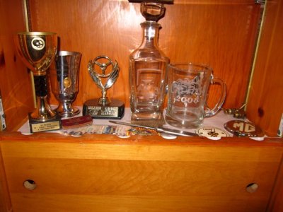 various trophies 