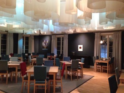The restaurant was in a warm room