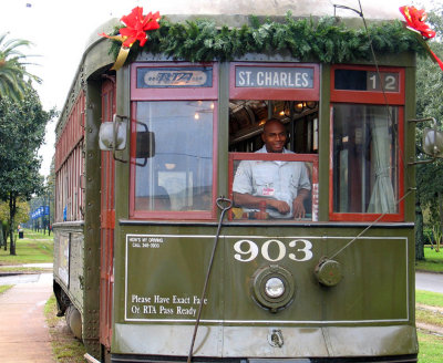 New Orleans Streetcar at Christmas Time