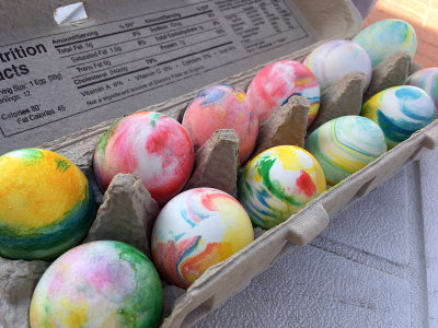 Who knew shaving cream could be used for decorating eggs?