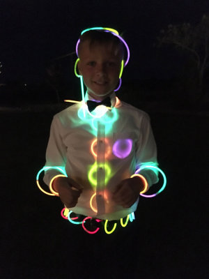 Simon may have overdone the glow sticks