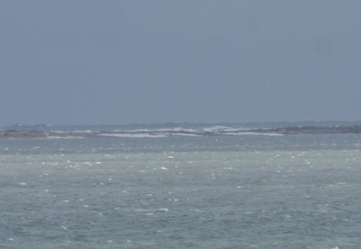 Sun.. 3/4/18 - Waves covering road between 3 xover & Plum Hills - 30 min before high tide