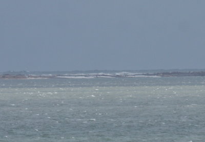 Sun.. 3/4/18 - Waves covering road between 3 xover & Plum Hills - 30 min before high tide