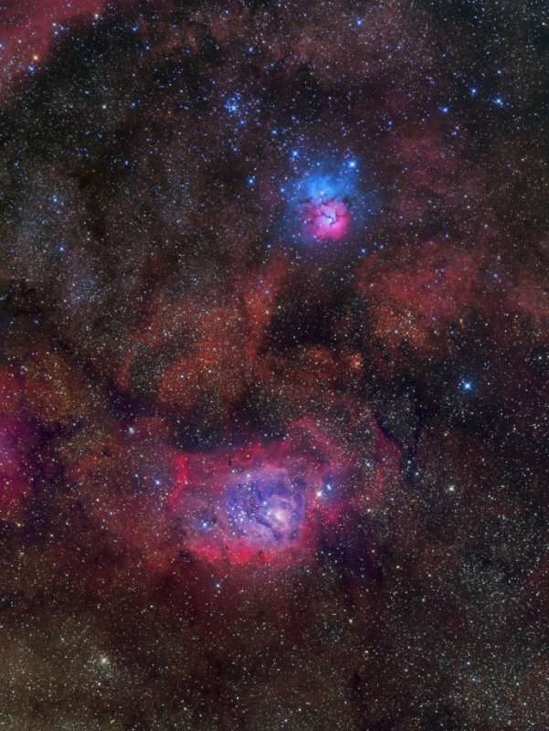 M 8 Lagunen-Nebel + M 16 Trifid-Nebel