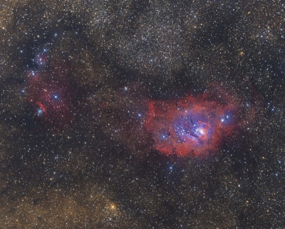 NGC 6559 + M8 Lagunen-Nebel