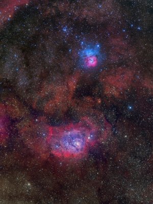 M 8 Lagunen-Nebel + M 16 Trifid-Nebel