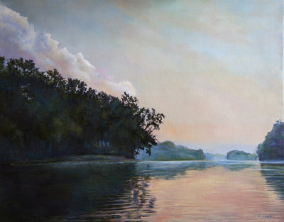 Evening On The New River Above White Thorn-Montgomery County, Va. -SOLD