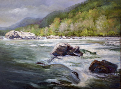 Approaching Storm At McCoy Falls On The New River: Montgomery County-SOLD