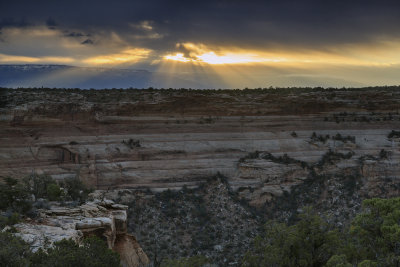 Morning Light Rays On Colorado National Monument, Colorado