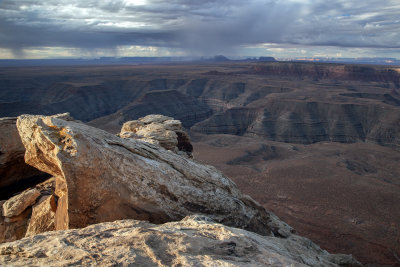 Distant Storm Viewed From Muley Point, Utah