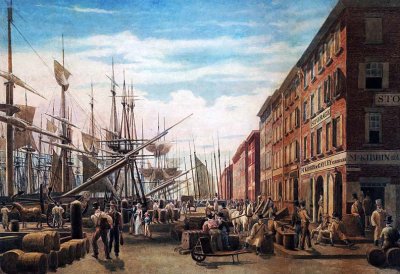 1827 - View of South Street from Maiden Lane
