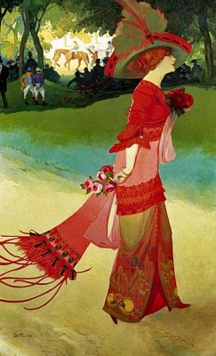 1910 - Woman in Red