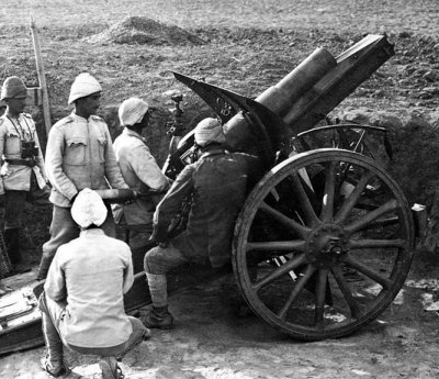1917 - Turkish howitzer at Harcira, Palestine
