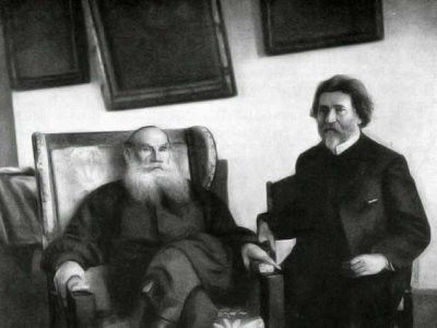 1907 - Leo Tolstoy and painter Ilya Repin