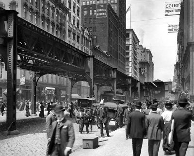 c. 1907 - Wabash Avenue with Elevated Tracks