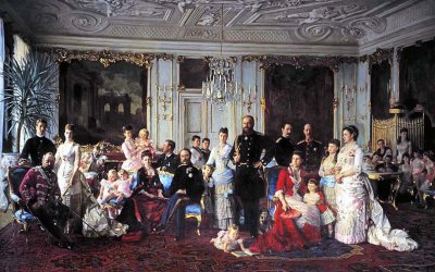 c. 1885 - Maria Feodorovna and Alexander III (just right of center)