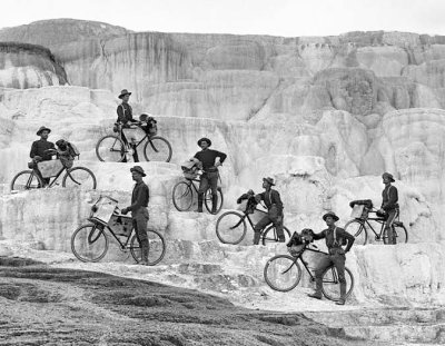 1896 - Bicycle infantry at Yellowstone National Park