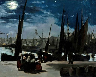 1869 - Harbor at Boulogne in Moonlight