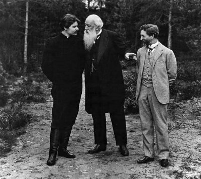 c. 1904 - Writer Maxim Gorky, literary critic Vladimir Stasov, and artist Ilya Repin