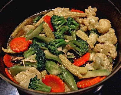 Chinese vegetables with black mushrooms