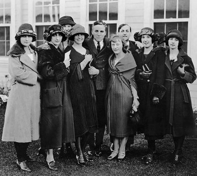c. 1922 - Charlie Chaplin with members of Anna Pavlova's ballet company