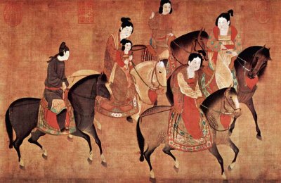 Court ladies on horseback