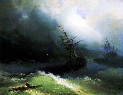 1866 - Ships in the stormy sea