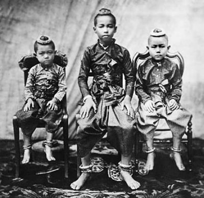 1851 - Prince Chulalongkorn with two younger brothers