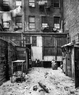 February 1912 - Backyard of tenement on Thompson Street