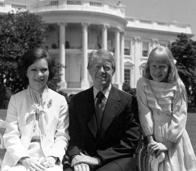 July 24, 1977 - Jimmy Carter with wife Rosyln and daughter Amy